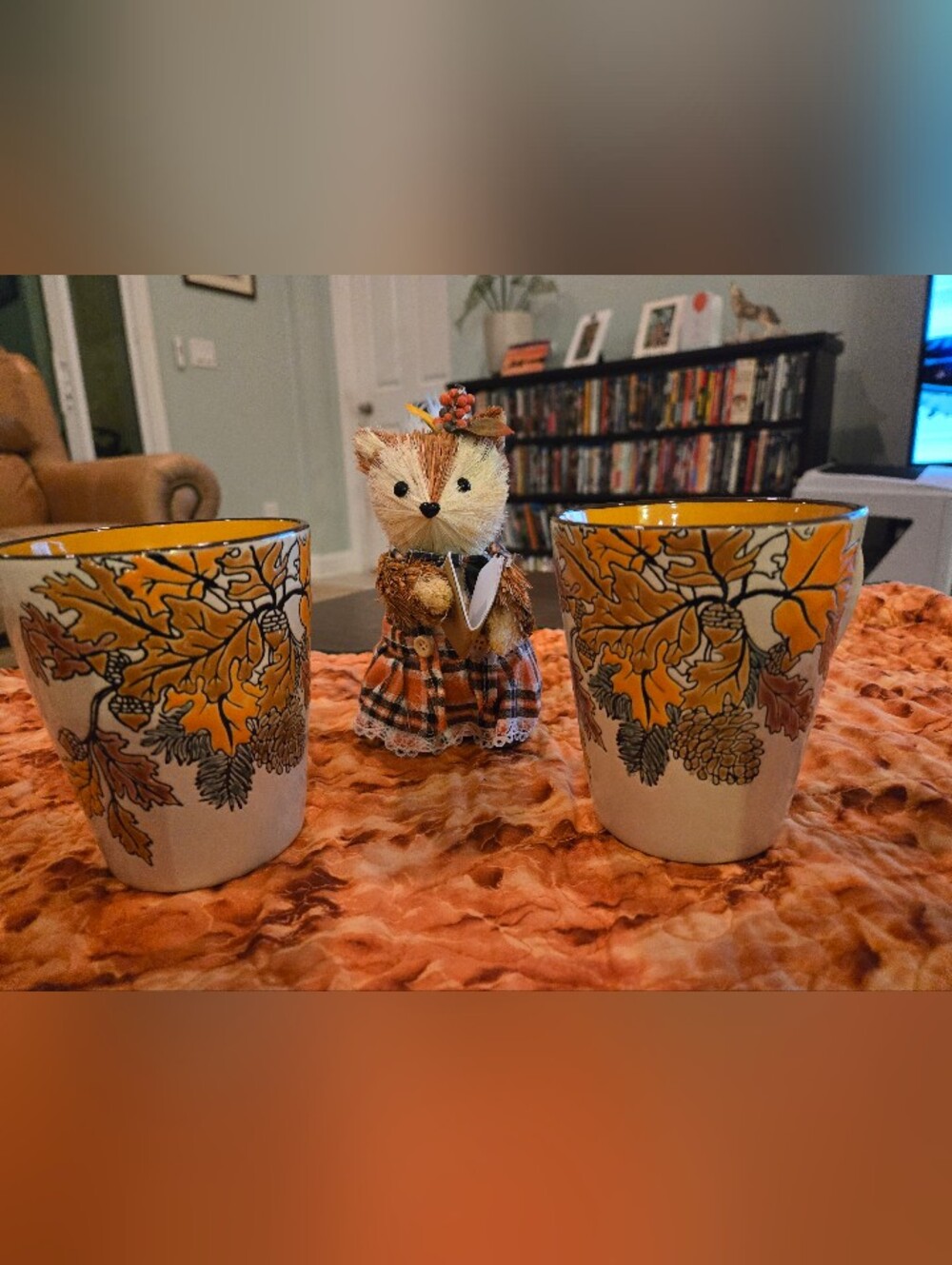 Cracker Barrel Set of 4 Fall Autumn Leaf Ceramic Coffee Mugs - Picture 5 of 7